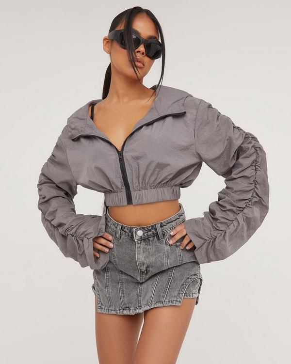 Buy Grey Soft Grey Slinky Zip Up Bomber Jacket from Next Israel