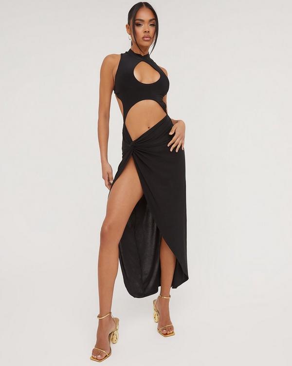 Side Cut Out Maxi Dress Black