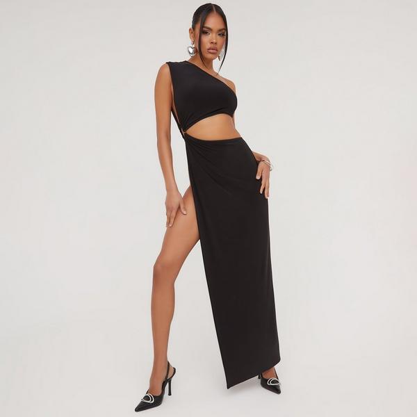 One Shoulder Side Split Maxi Dress