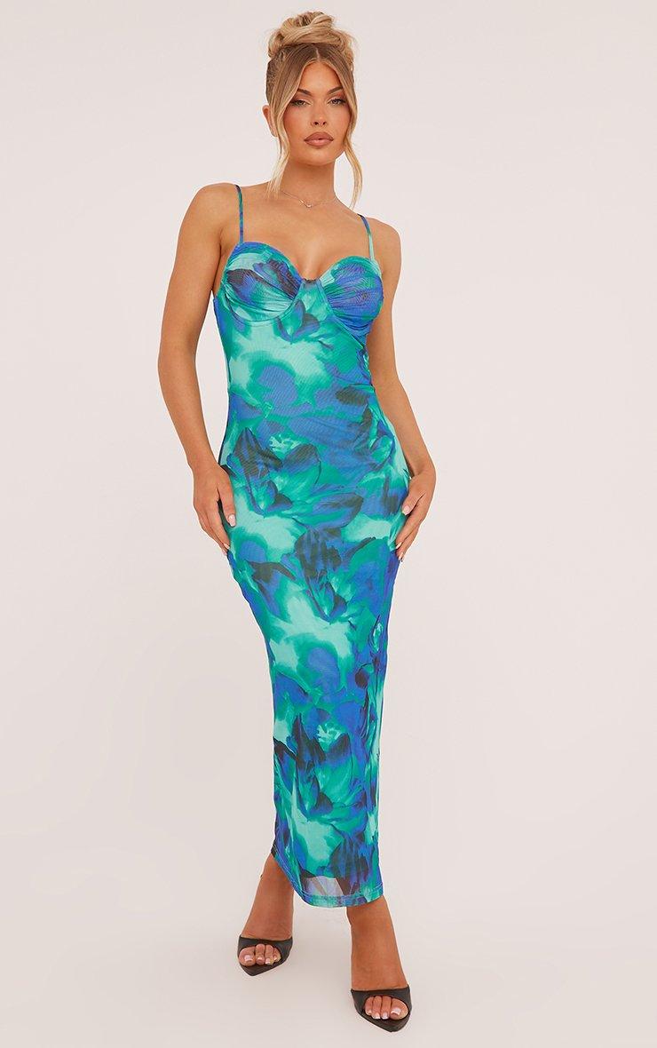 green emerald velvet dress Plants Tayloring Strappy Midi Dress E5135A1948 – Agua de Coco main image 1