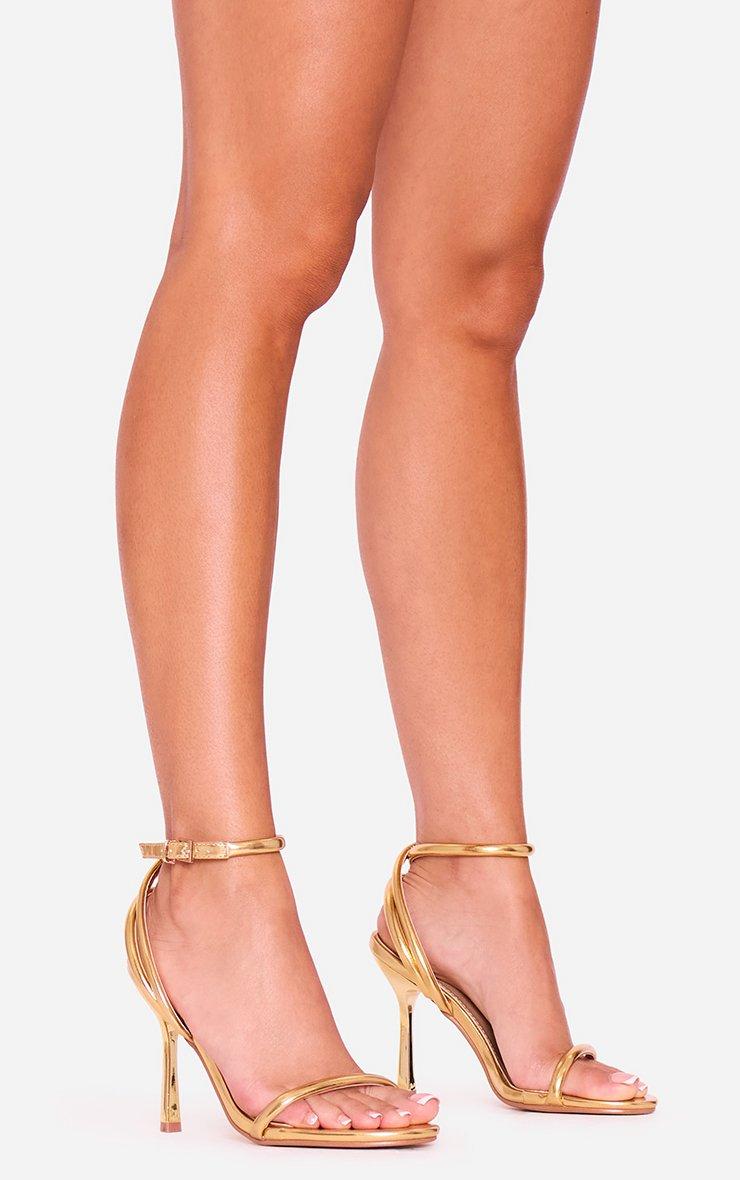 Ring-Top Strappy Lace Up Square Toe Sculptured Heel In Gold