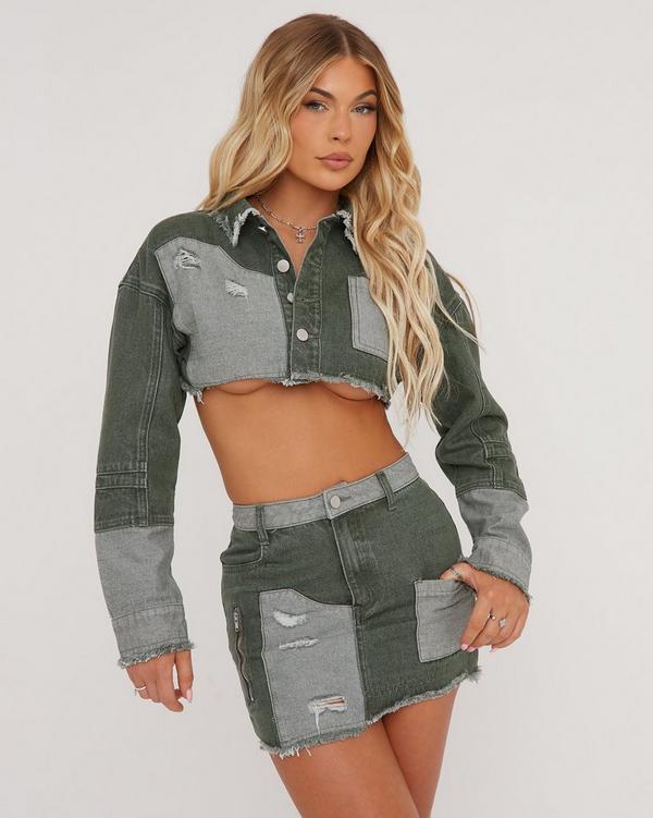 Crop khaki clearance jacket