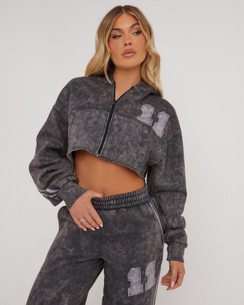 Buy the Garmspot Crop Hoodie & Jogger Set In Grey on