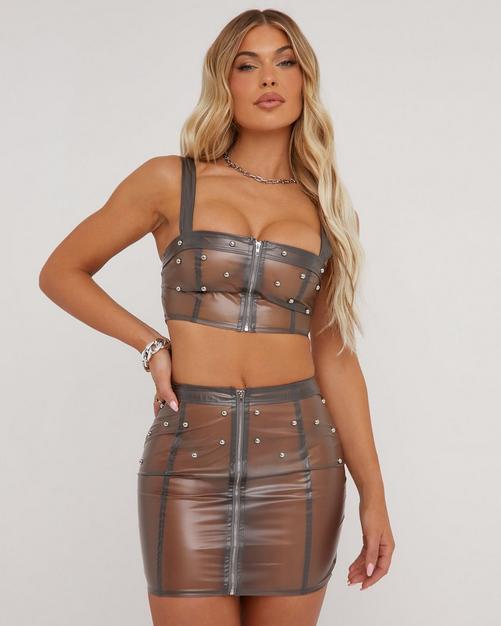 High waist vinyl mini skirt best sale