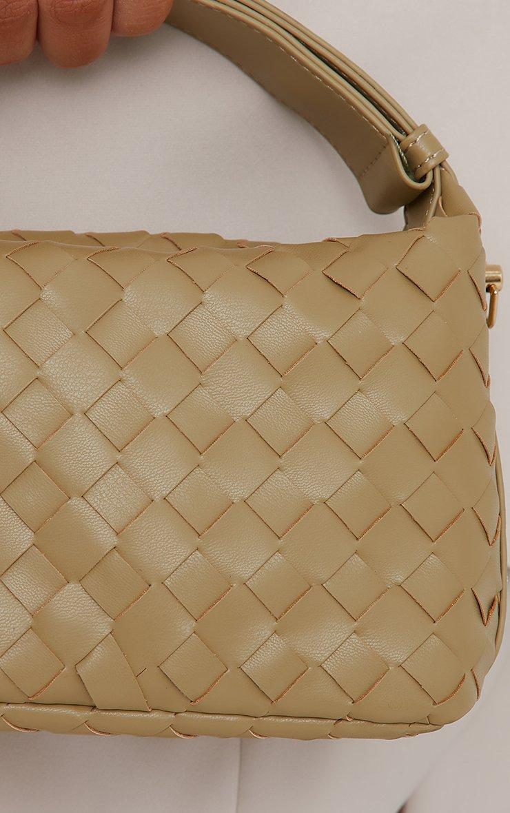 Zoey Woven Detail Grab Bag In Sage Green Faux Leather | EGO EU | EGO