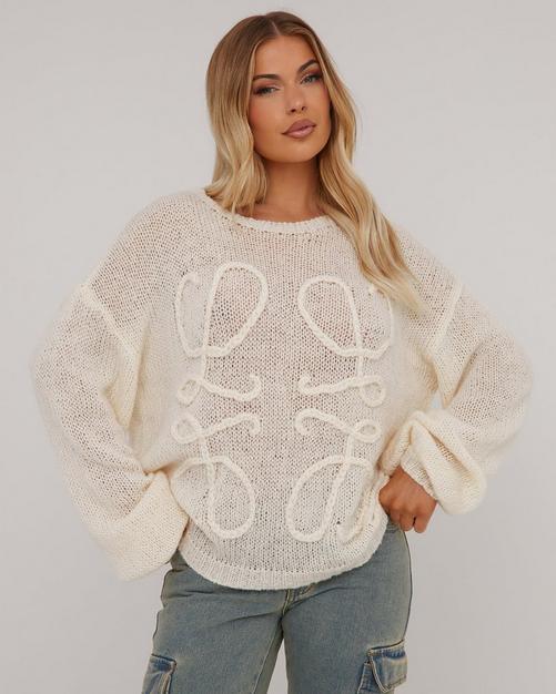 White Racer Print Knitted Bodysuit, Knitwear