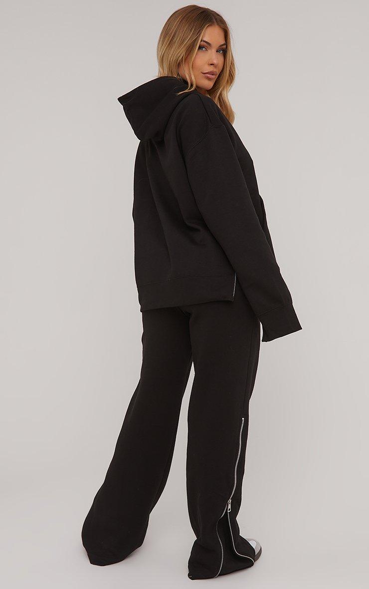 Zip Detail Oversized Hoodie And Straight Leg Joggers Tracksuit Set