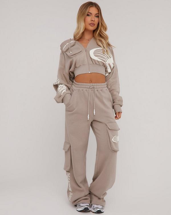 Slogan print 2025 crop hoodie