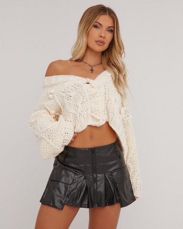 Off the best sale shoulder cropped cardigan