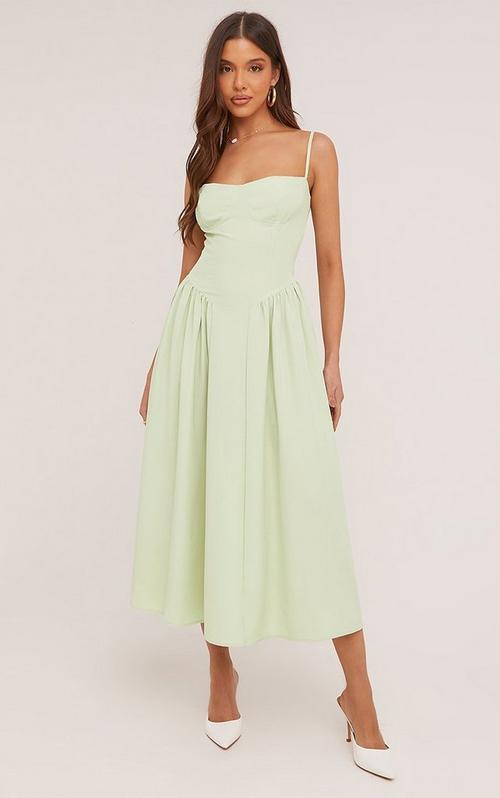 green off the shoulder skater dress Mini In Yellow Broderie | EGO US lace fabric