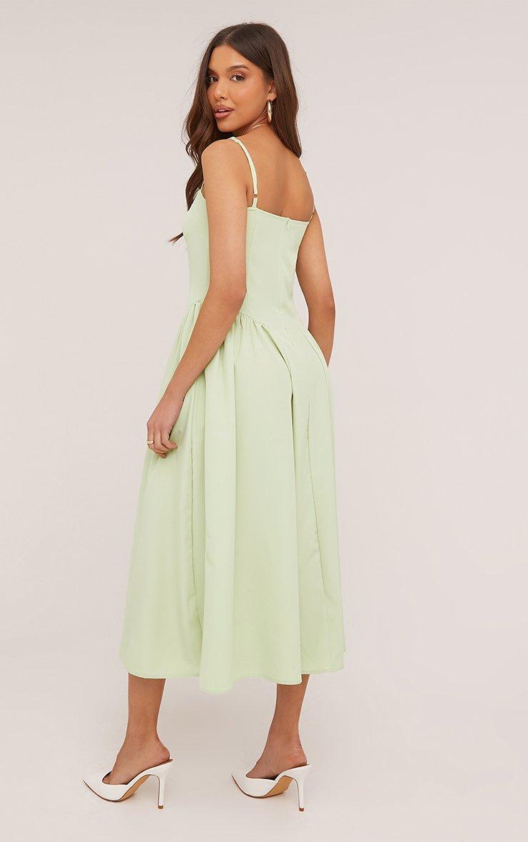 Strappy Pleated Skater Midaxi Dress In Pale Green | EGO EU | EGO