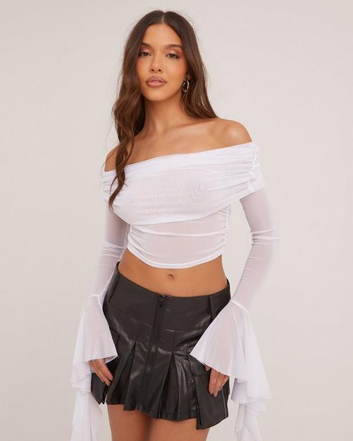 Long Sleeve Double-Layered Hook + Eye Crop Top 