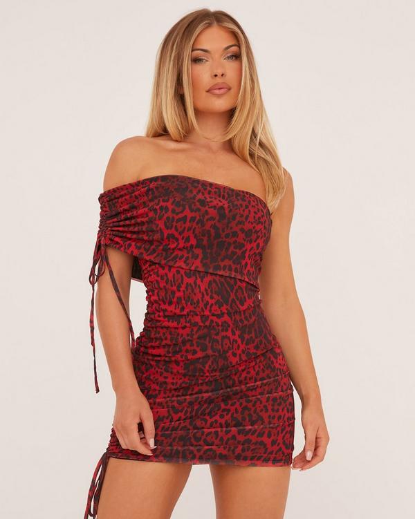 Red leopard print bodycon dress online