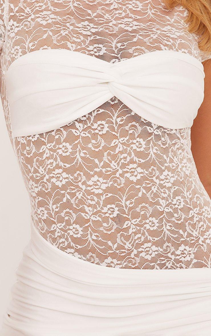 lace bodycon dress white and gold White Lace Bodycon Dress main image 1