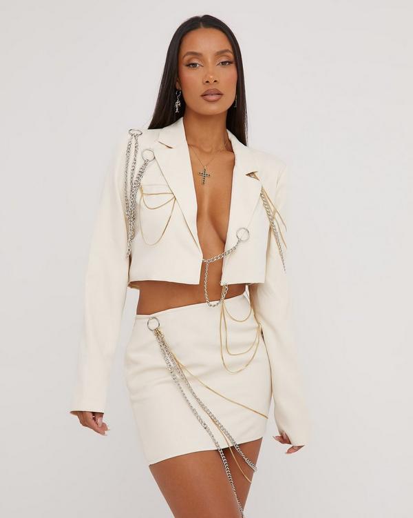 Cream on sale cropped blazer