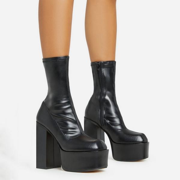 Louis Vuitton's Blocked Heel Sock Boots (Above Knee) - BlackMiss