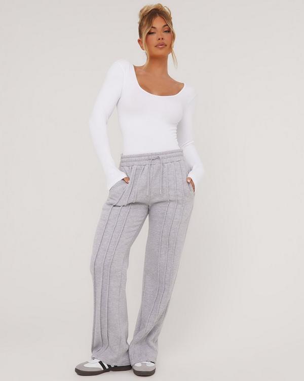 Seam Detail Sweatpants Beige  Lounge wear, Wide leg outfit, Straight  sweatpants