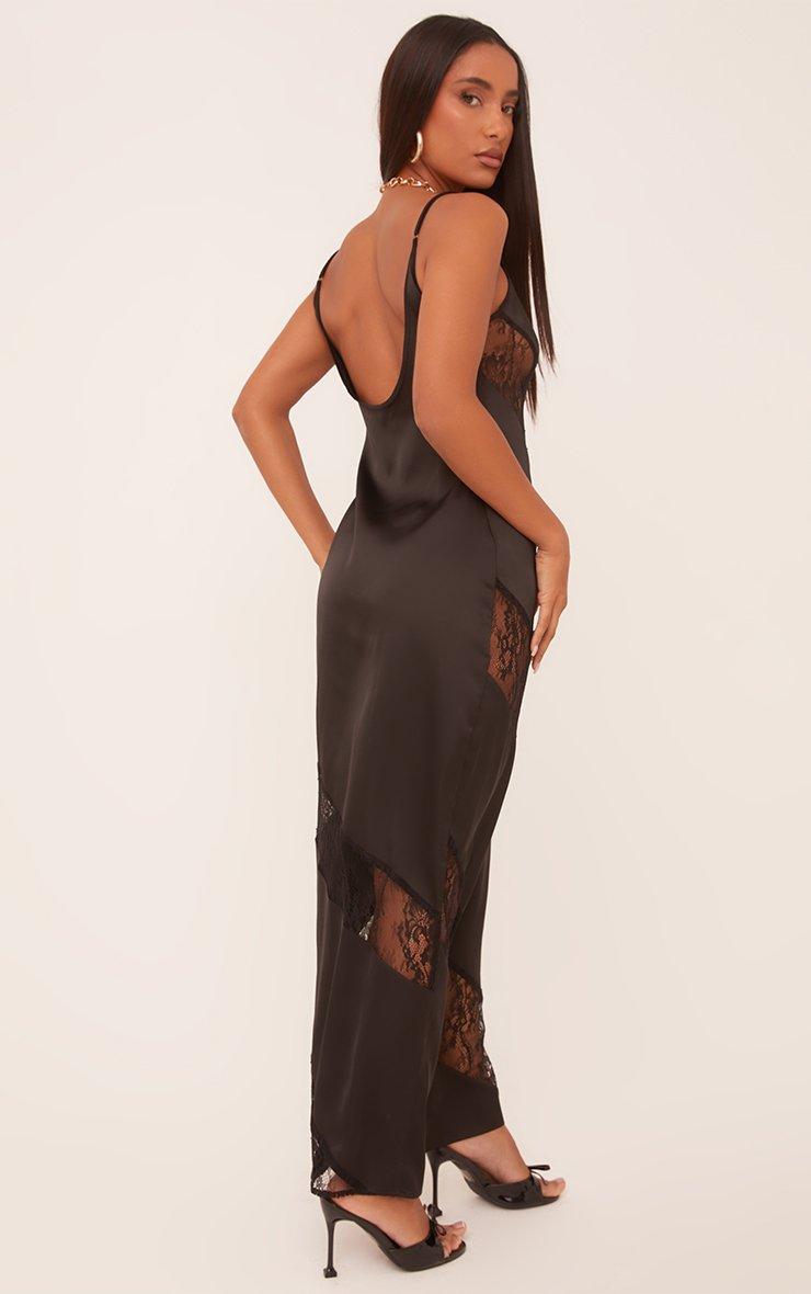 fitted lace wedding dress BLACK LACE SATIN MAXI DRESS – sis label