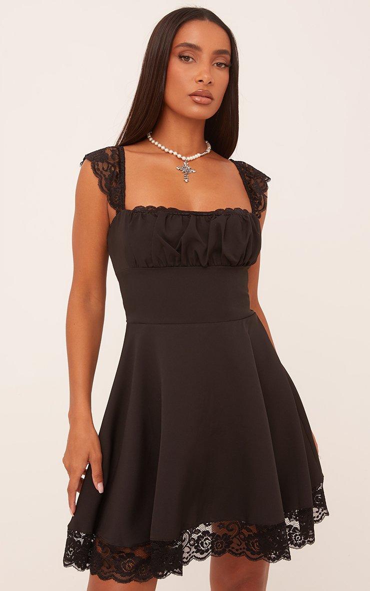 【Lure you in】LACE COLLAR MINI DRESS LA-LUNE-LUCERO-SILK-DRAPED-