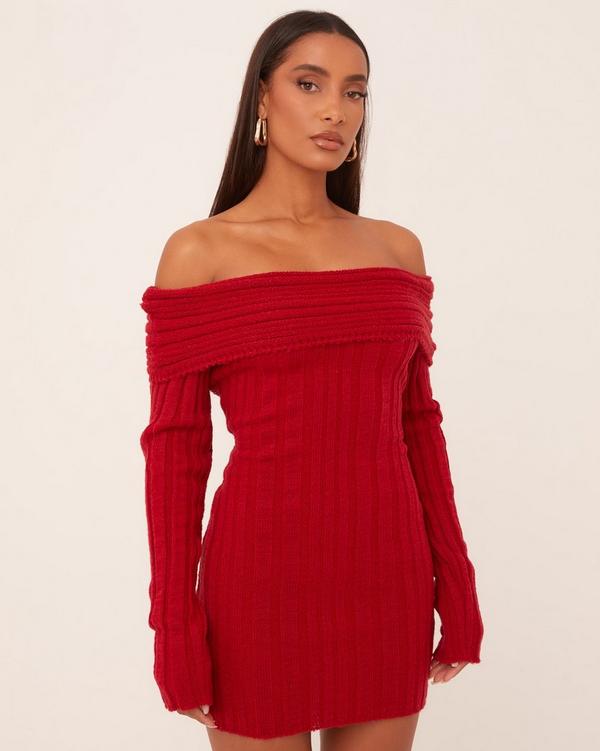 Bardot cheapest Dress Cocktail Mini Puff Sleeve Red Letty