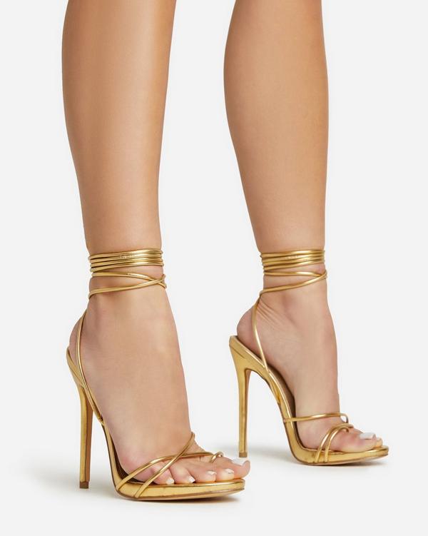 Gold platform best sale strappy heels