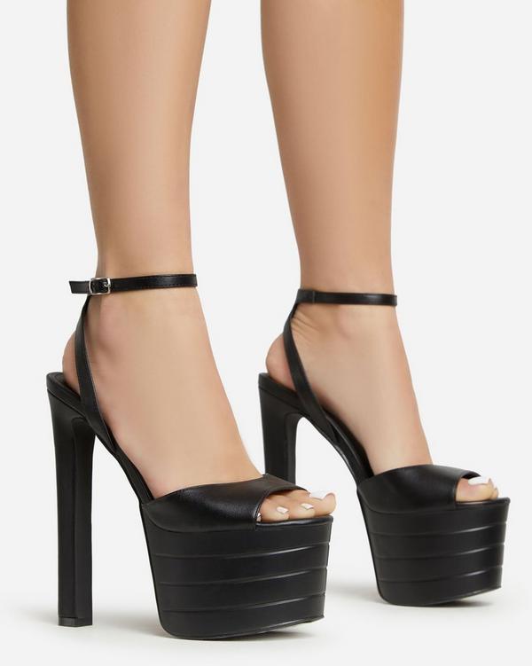 Black peep toe heels with hot sale ankle strap