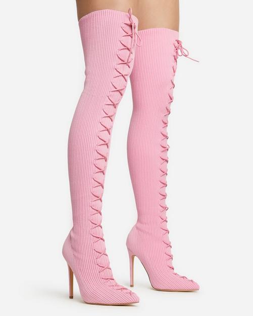 Thigh High Stretch Heel Boots - Slim Fit - Prissy Duck