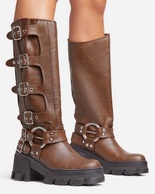 Calf length 2024 biker boots