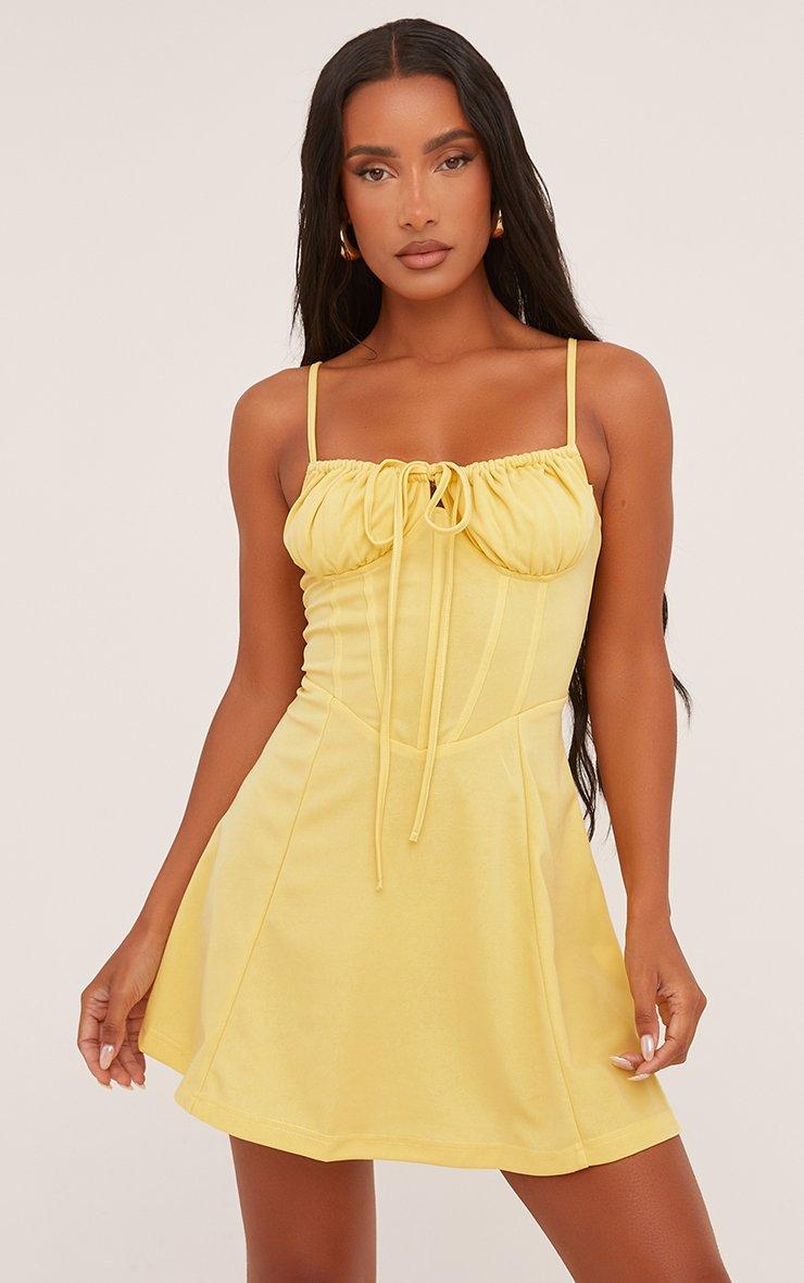 yellow milkmaid dress Stripe Midaxi throw on a denim jacket or a lightweight cardigan to complete your ensemble Strappy Tie Front Milkmaid Aline