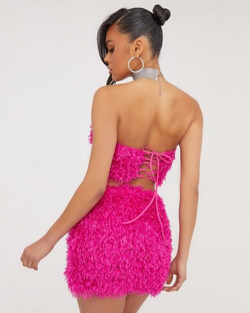 Pink feather 2024 mini skirt