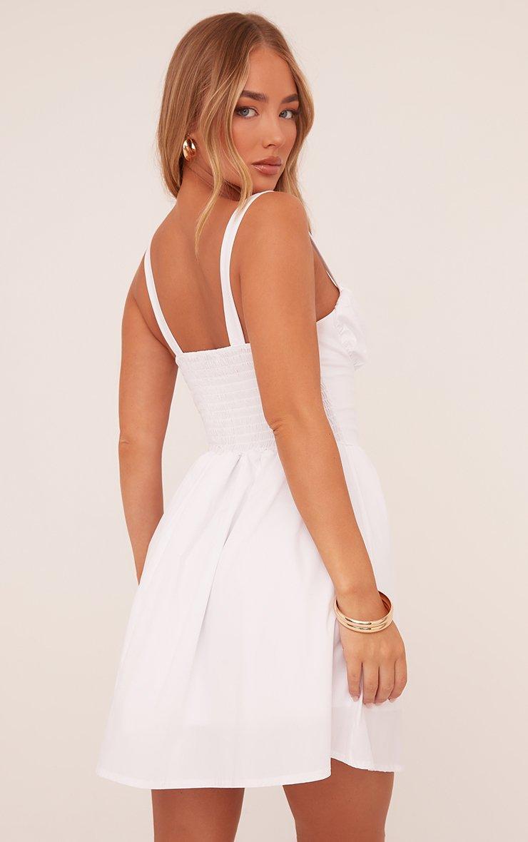 white backless skater dress Modal Square Neck Long Sleeve Mini Dress in White - XXL main image 0