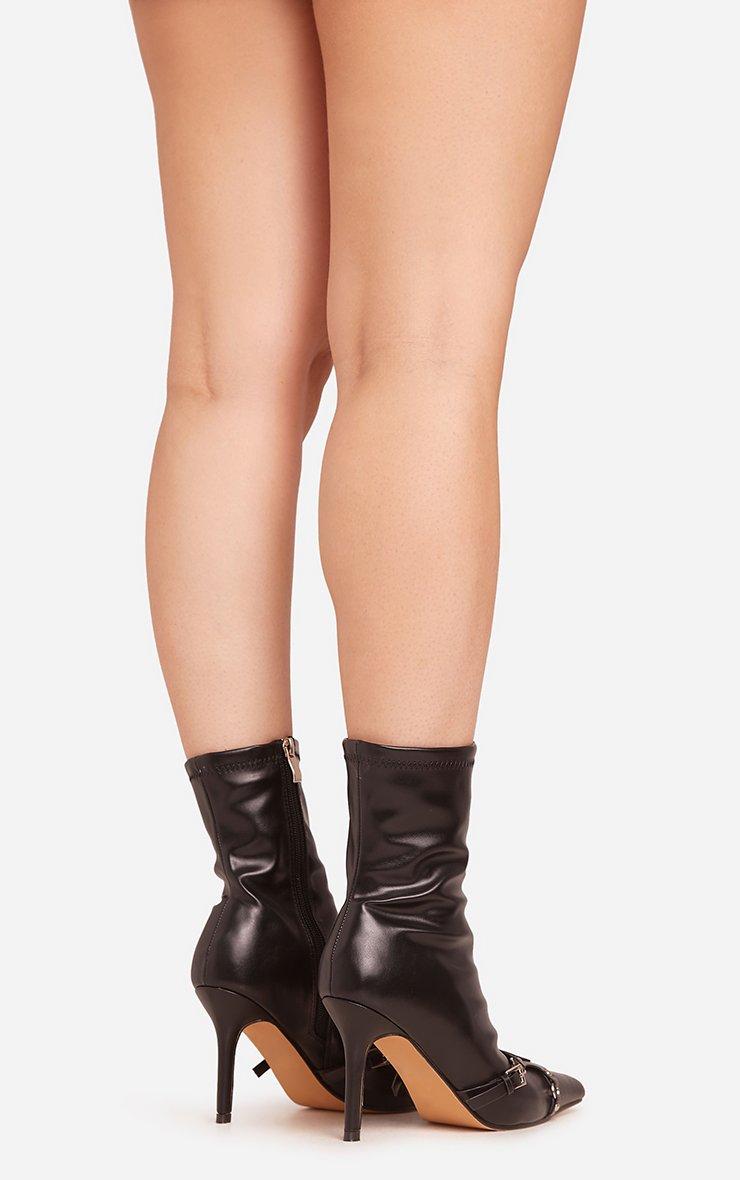 Kelset Harness Buckle Detail Pointed Toe Stiletto Heel Ankle Boot