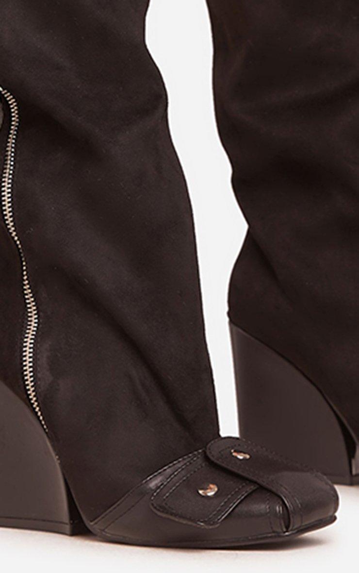 black wedge dress boots VINCENT-BLACK PEEP TOE WEDGE BOOT main image 1