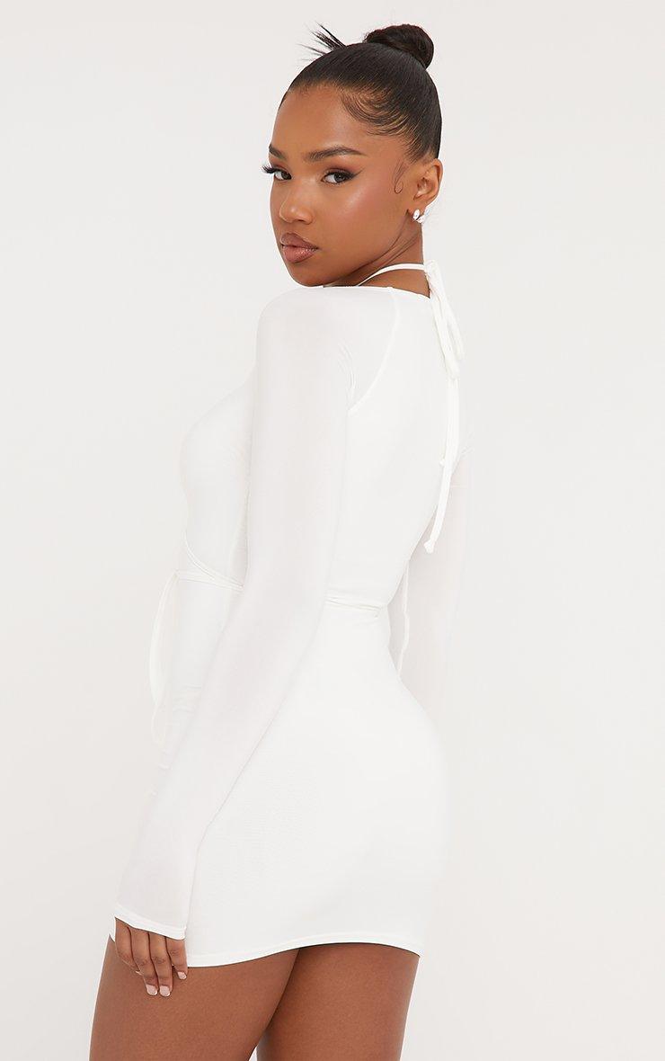 white long sleeve dress lulus Lulus White Puff Long Sleeve Square Neck Mini A-Line Fit & Flare Dress –  Brie