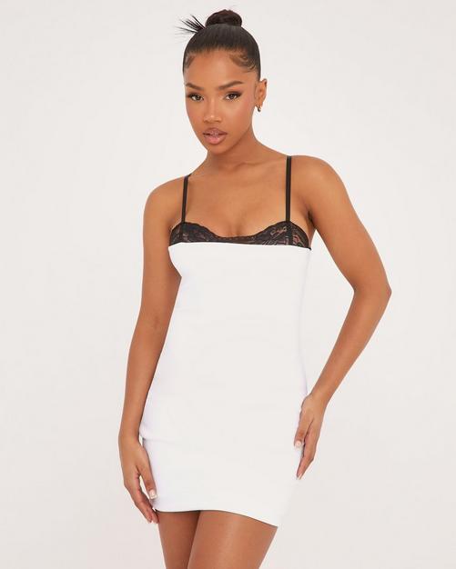 Victoria Deep V Lace Up Corset Waist Belt Midi Boydcon Dress White