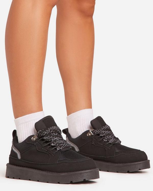 Black suede chunky trainers outlet