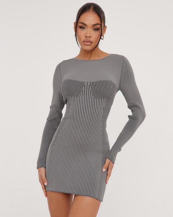 Grey long sleeve long hot sale dress