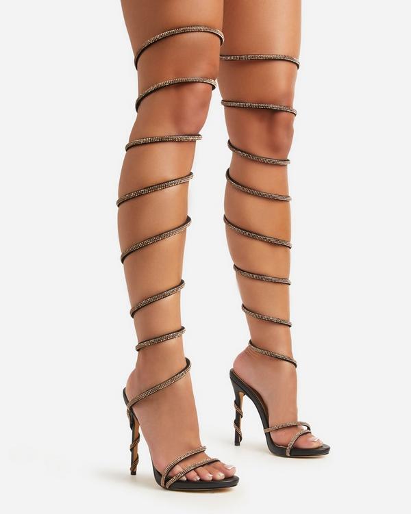 Thigh high lace up sandal online heels