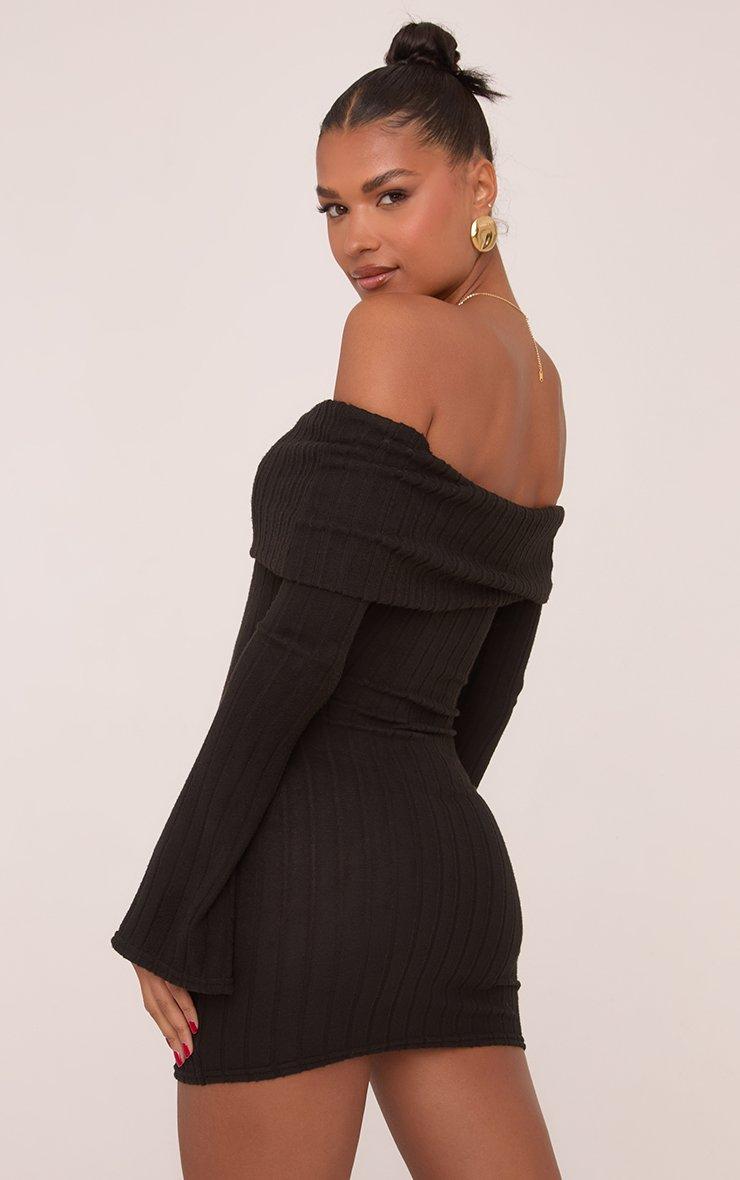 knee length dresses for ladies Minimoiselle Black & White Bow Bardot Mini Dress With Puff-Ball Skir – Club  L London main image 1