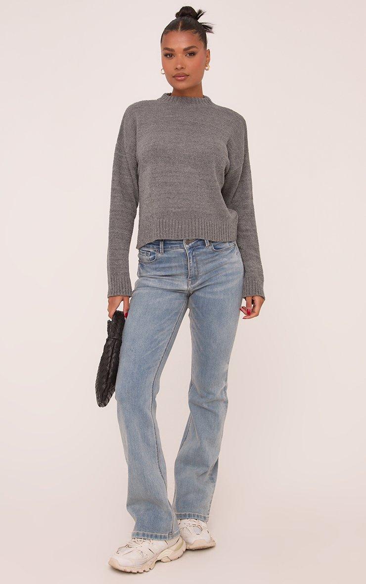 Long Sleeve J'Adore 8 Graphic Jumper In Grey Boucle Knit | EGO US