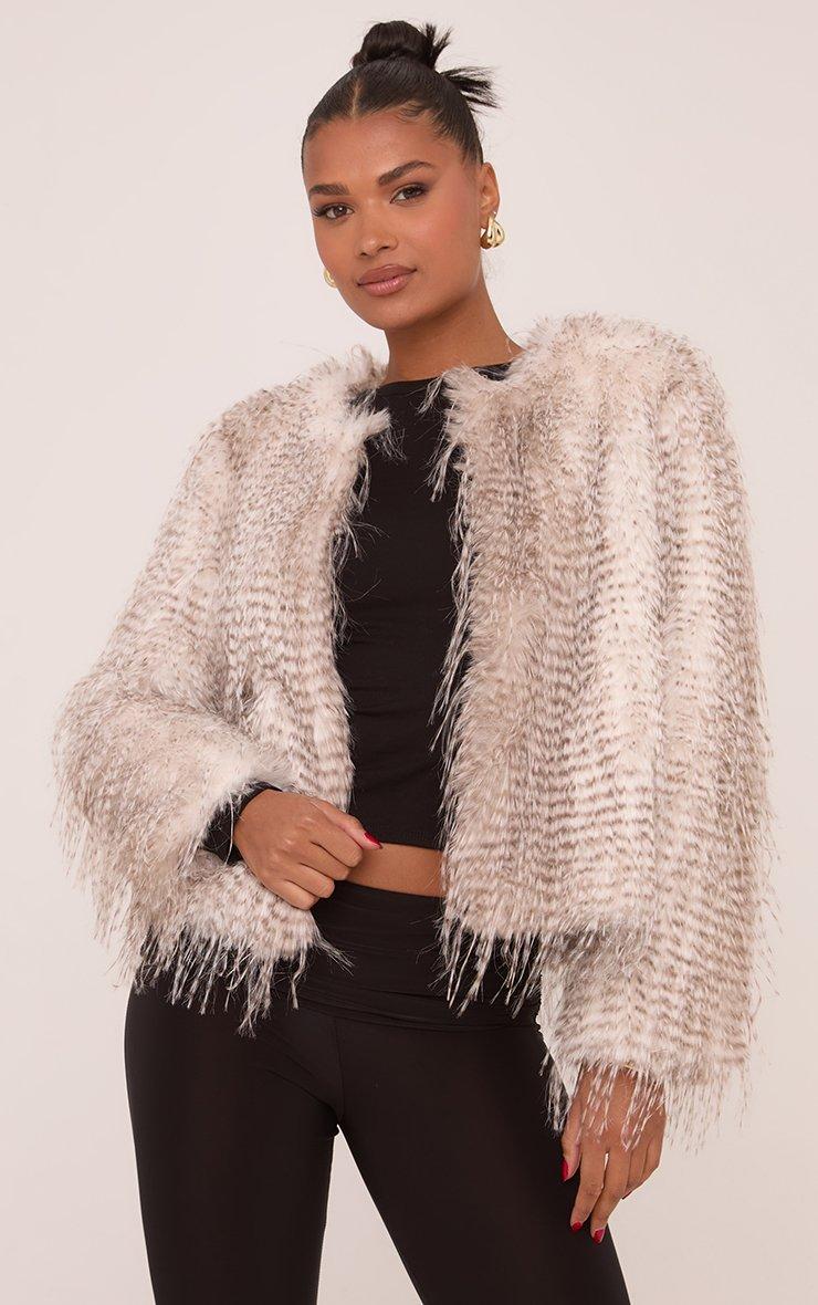 Faux Feather Fur Coat In Grey | EGO US | EGO