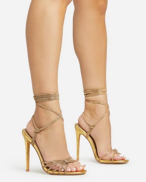 Gold strappy hotsell heels size 11