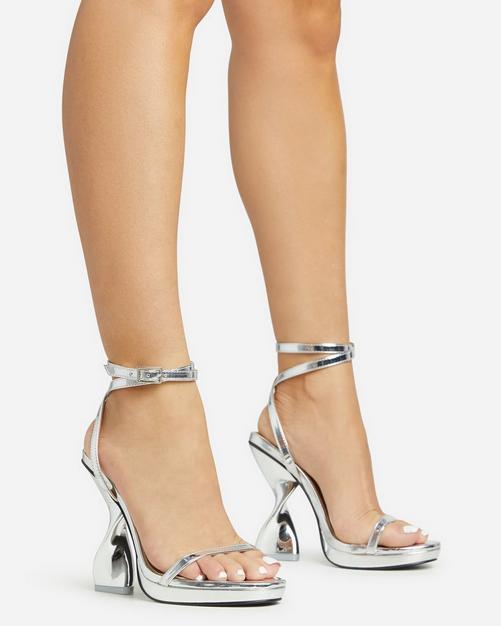 Mercie barely there perspex block clear heel outlet in nude patent