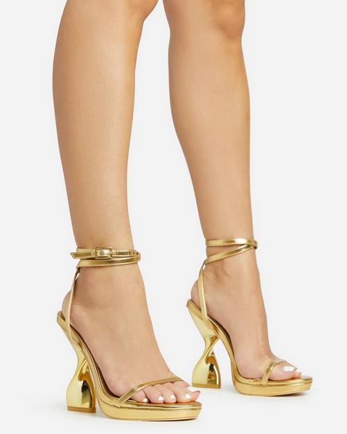 Gold chunky high clearance heels