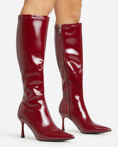 The Lockwood Faux Leather Cowboy Boot In Red