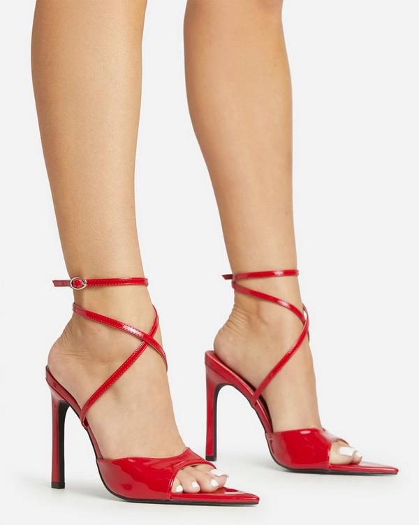 Red strappy store pointed heels