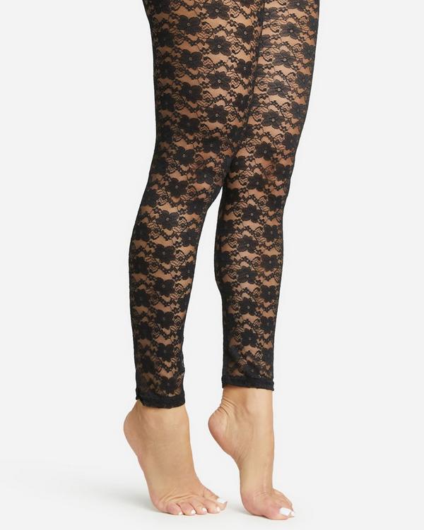 Black lace 2025 footless tights