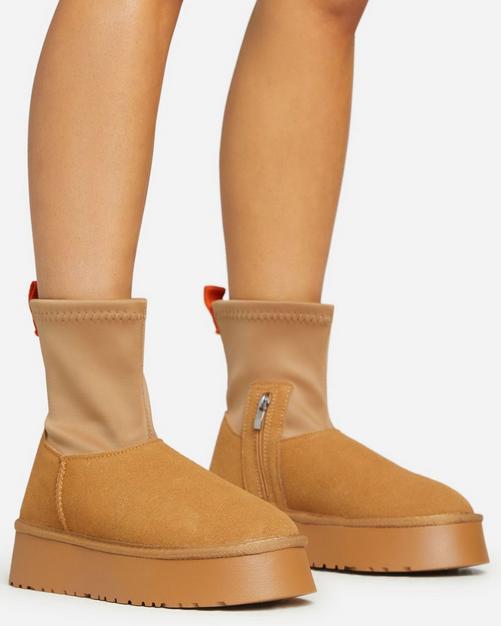 Buy Chestnut Brown Shower Repellent Faux Fur Lined Platform Boots