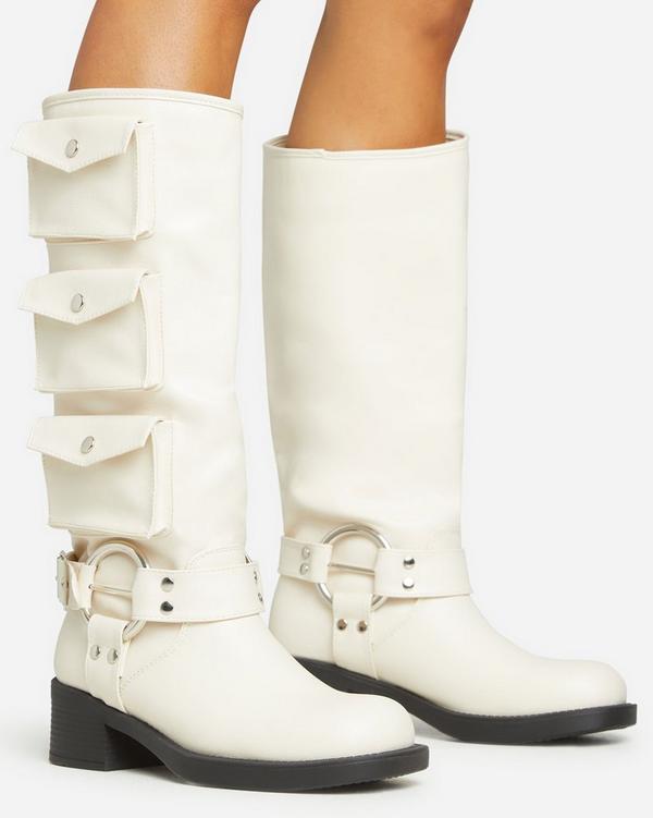 Faux leather outlet white boots