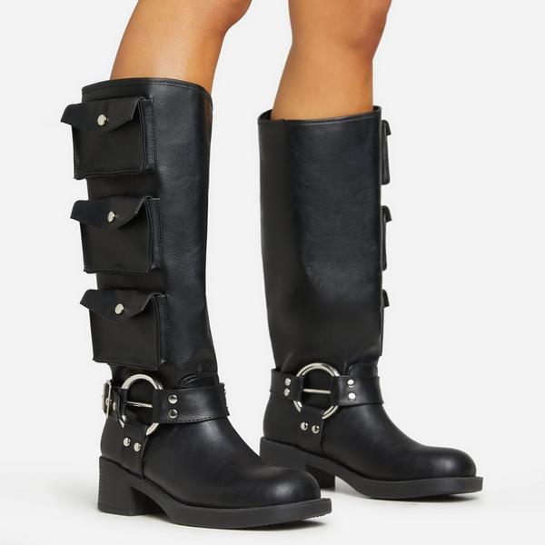 Knee high biker on sale boots